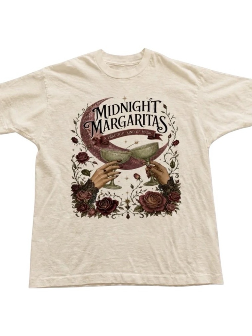Cream Midnight Margaritas Floral Graphic Tee